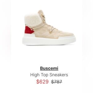 $799Buscemi Women's Tan and Red High Top Sneakers size 7 new
